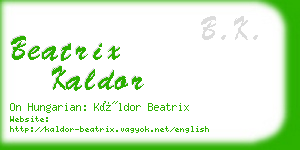 beatrix kaldor business card